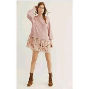 Free People Pink Floral Tunic Top